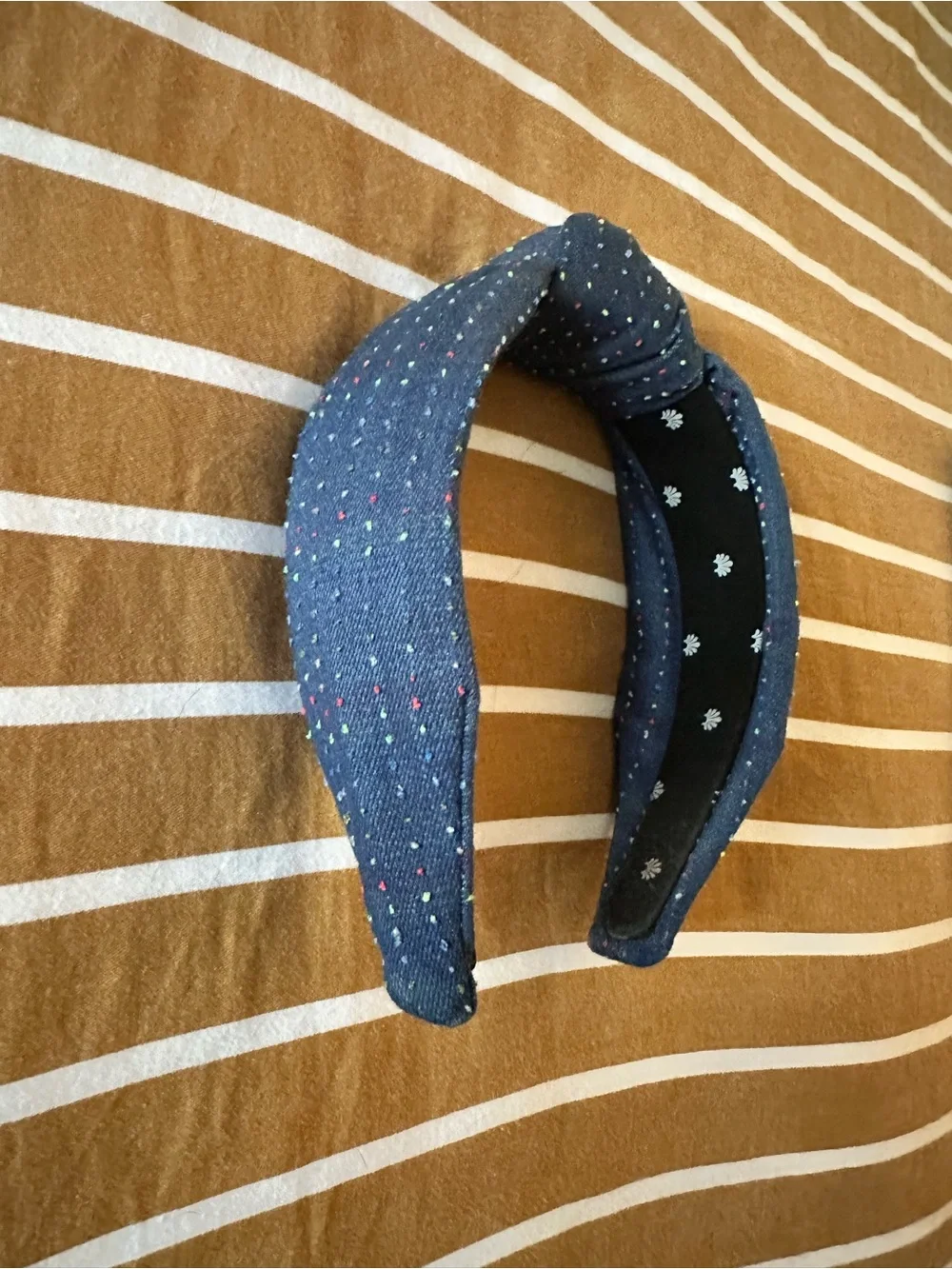 Lele Sadoughi Denim Dot Knot Headband